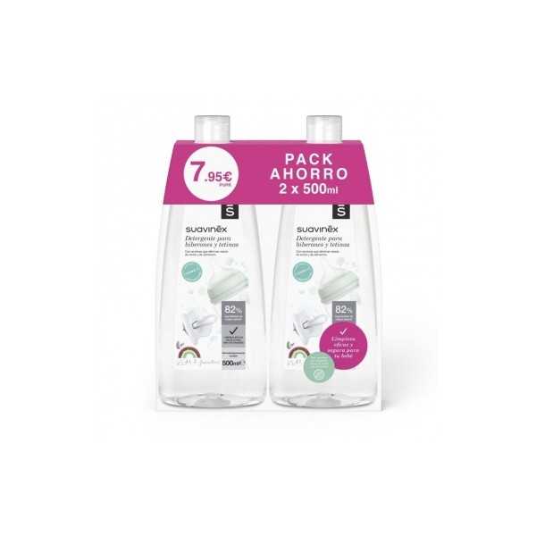 SUAVINEX DETERGENTE ESPECIFICO BIBERONES TETINAS Pack Ahorro 2 x 500 ml