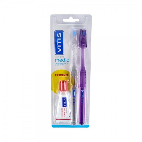 Cepillo Dental Vitis Duplo Medio 2 U